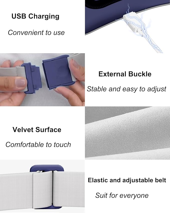 Electric Heating Pad,Portable Cordless Menstrual Heating Pad with 4 Heat Levels and 4 Massage Modes, Fast Large Heating Belly Wrap Belt(Navy Blue)