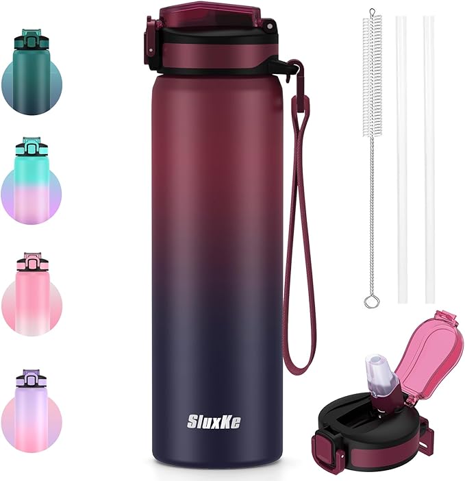 Stainless Steel Insulated Water Bottle, 24oz Insulated Drinking Bottle with Straw Lid, Keep Drinks Cold or Hot, for Work, Sport, Outdoor