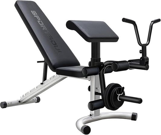 SPORTSOUL Adjustable Weight Bench Professional Utility Heavy Duty Workout Bench Incline Decline Flat Multi-Purpose Bench Press