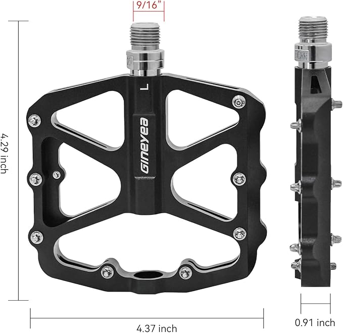 Bike Pedals, Universal Fit Bicycle Pedals Aluminum 9/16" Sealed Bearing Lightweight Wide Flat Platform for Road Mountain BMX MTB Bike