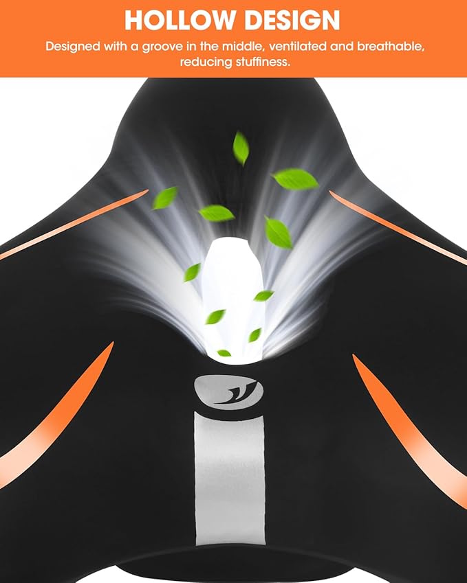 Comfortable Bike Seat for Men & Women, Waterproof Bicycle Seat, Breathable Mountain Bike Saddle, Gel Bicycle Saddle for MTB, BMX, Road Bike, City Bikes, Exercise Bikes