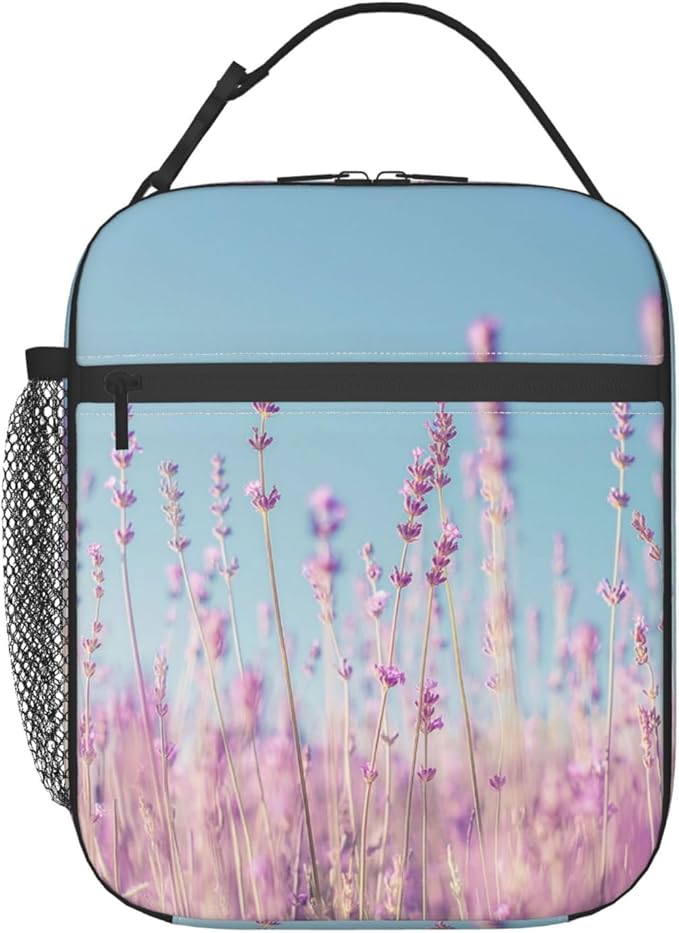 Lunch Box for Women Men, Lavender Insulated Lunch Box Reusable Portable Lunch Bag Cooler Tote Waterproof Lunch Container for Office Picnic Work Travel Hiking