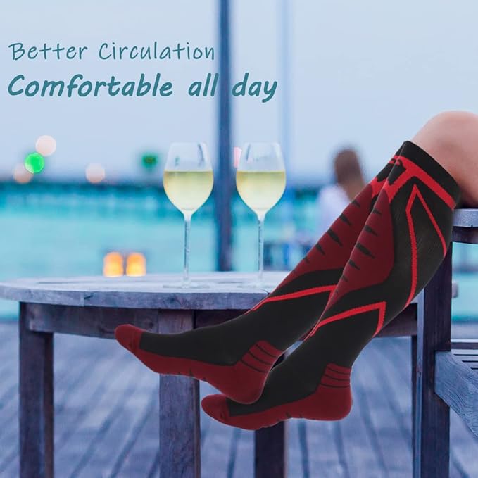 Compression Socks for Men & Women 20-30 mmHg Knee High -Best Support for Medical, Athletic, Sports, Travel (1/2Pairs)