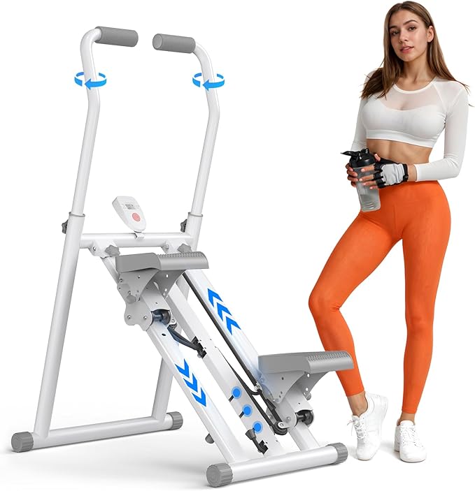 MERACH Stair Stepper for Home Gym Exercise, New Version Stairmaster for Full-Body Workout, Compact Folding Stair Climber with Extended Step Range, Adjustable Handlebar/Pedal