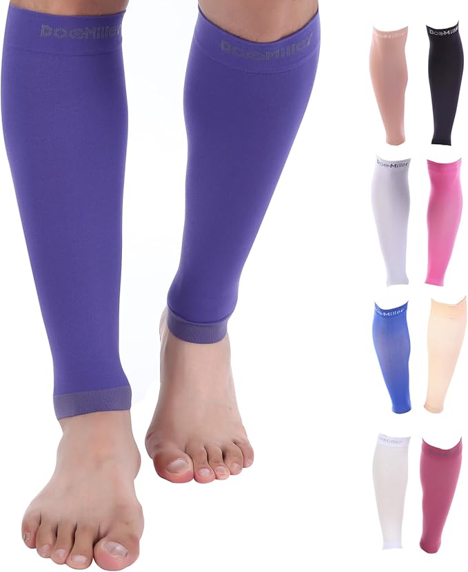 Doc Miller Compression Calf Sleeve for Men & Women, Premium Medical Grade, 15-20mmHg Graduated Support for Running, Calf Tear, Shin Splints, Knee High, Calf Sleeves, 1 Pair