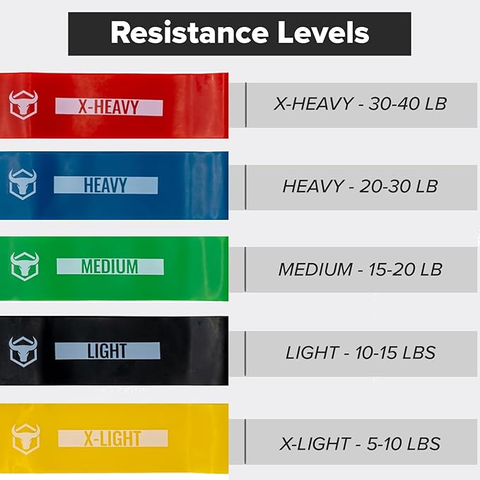 Resistance Bands for Working Out (Set of 5) – Elastic Bands for Exercise & Physical Therapy – Loop Resistance Bands for Glutes, Home Workouts, Yoga, Pilates, Stretching & Legs