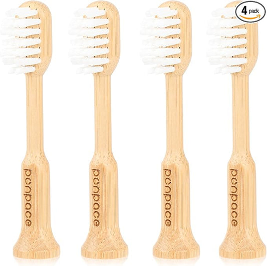Bamboo Toothbrush Heads Compatible with Gleem, Extra Soft Castor-Oil Bristles for Sensitive Teeth, Eco-Friendly & Gentle Cleaning