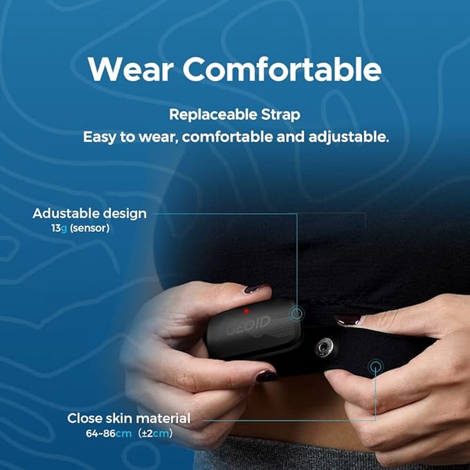 HS500 Heart Rate Monitor, Heart Rate Sensor Chest Strap, Protocol ANT+/Bluetooth, Compatible with iOS/Android APPs