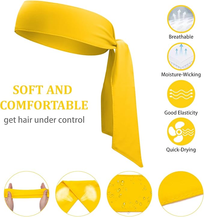 ONUPGO 18Pcs Head Ties for Men Women, Adjustable Headbands Sports Sweatband Ninja Ties Head Band, Sweat Wicking Workout Headband for Sports, Running, Tennis, Yoga, Soccer, Karate