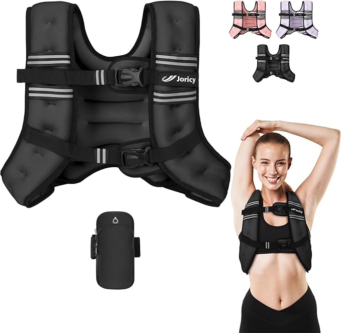 Weighted Vest 5lb/8lb/10lb/15lb/20lb/25lb/30lb Weight Vest Woman Men with Reflective Stripe, Rucking Running Vests for Women Workout Walking Strength Training Weight Loss Fitness Weightlifting