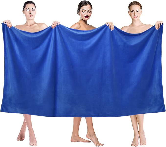 JML Microfiber Bath Towels, Oversized Bathroom Towel 2 Pack(40" x 80"), Super Absorbent and Fast Drying, Soft Extra Large Microfiber Bath Sheet Towel for Beach, Sport, Fitness, Yoga, Dark Blue