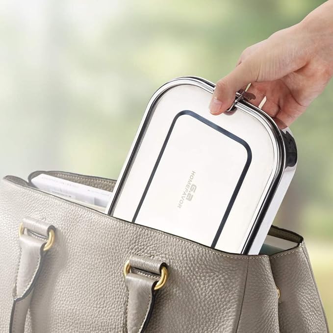 G.a HOMEFAVOR Leak Proof Stainless Steel Bento Box, Metal Lunch Container with No Compartment, 1400ML, Suitable for Snacks and Salad, Dishwasher Safe