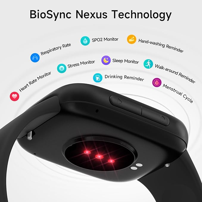 Smart Watch for Men Women, 1.85" AMOLED Screen Smartwatch Compatible iPhone/Samsung/Android (Answer/Make Call), 100+ Sport Modes Fitness Tracker with Heart Rate/SpO2/Sleep Monitor 3ATM Waterproof