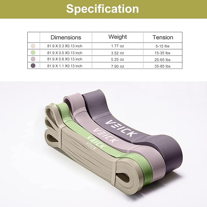 VEICK Resistance Bands for Working Out, Exercise Bands, Workout Bands, Pull Up Assistance Bands, Long Heavy Stretch Bands Set for Men and Women, Power Weight Gym at Home Fitness Equipment