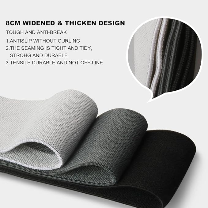 Hatha Yoga Large Resistance Band,14.5" x3.15",Fabric Exercise Loop Bands with Instruction Guide and Carry Bag, Set of 3.