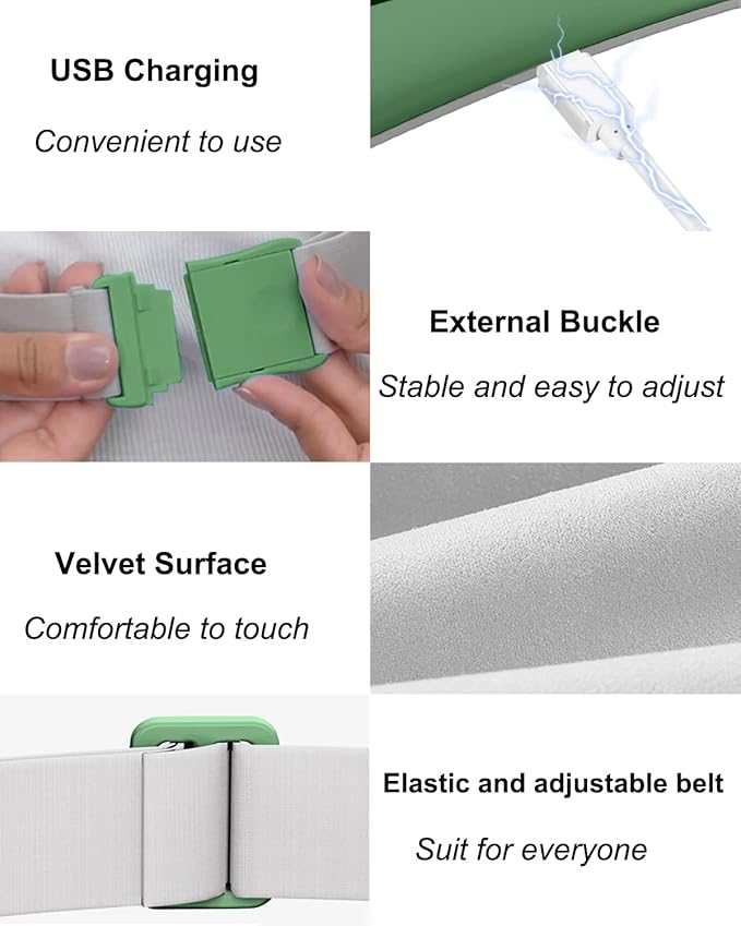 Electric Heating Pad,Portable Cordless Menstrual Heating Pad with 4 Heat Levels and 4 Massage Modes, Fast Large Heating Belly Wrap Belt(Light Green)