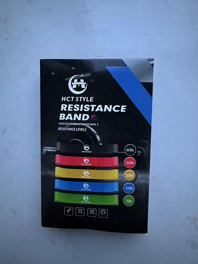 Exercise Band Resistance Bands for Working Out Men and Women Set 5 Different Levels Yoga Pilates,Natural Latex is Non Toxic and Odorless Not curl with Exercise Instructions e Carry Bag.