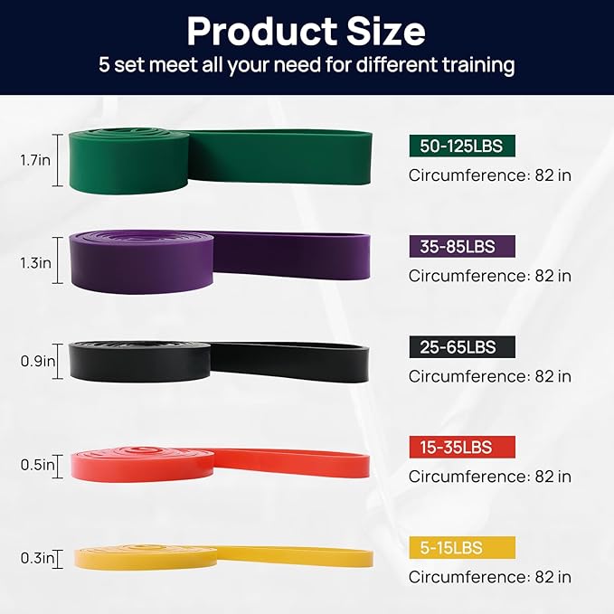 Resistance Bands, Pull Up Assist Bands - Workout Bands, Eexercise Bands, Long Resistance Bands Set for Working Out, Fitness, Training, Physical Therapy for Men Women