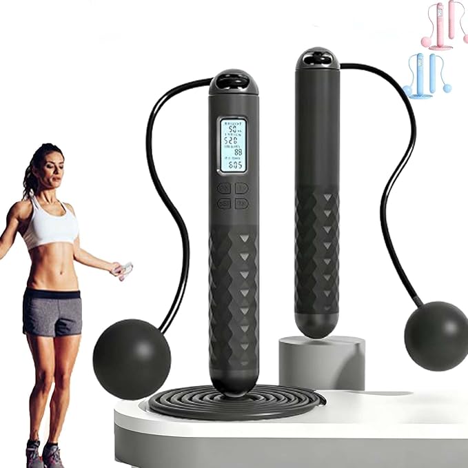 Runaivete Skipping Rope With Counter,Cordless Digital Jump Rope With Counter,Smart Intelligent Adjustable Digital Timer & Calorie Burned Counting With Lcd Display For Fitness