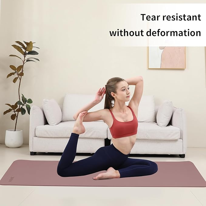 HAHE Yoga Mat Thick (8MM,1/3"), Eco-Friendly POE Non Slip Yoga Mat, High Rebound & Shock Absorption, Anti-Tear & Sweat-Resistant for Yoga, Fitness, Home, Workouts, Large Pilates Mats 72"x24" with Carrying Strap