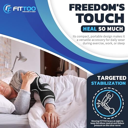 FITTOO Elbow Brace for Cubital Tunnel Syndrome, Arm Ulnar Nerve Brace Support for Elbow Discomfort, Tendonitis, Prevent Elbow Excessive Bending, Fit Left & Right Men & Women Arm