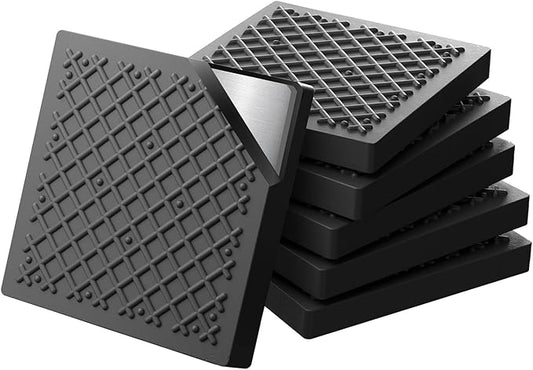 Exercise Equipment Mat 5.11x5.11x0.55in 6pcs, Heavy Duty Thick Steel Embedded Rubber Mat, Anti Slip/Noise Reduction/Vibration Resistance, Treadmills Equipment Pads, Used for Carpets, Wooden Floors