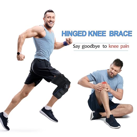 16inch Tall Hinged Knee Brace with Full Support,4 Compression Straps,2 Metal Stabilizers,Breathe Air Spacer Wrap for Knee Pain Relief,ACL,Arthritis,Meniscus(XL fit Upper 25.5-28.5"/Lower 16.5-20")