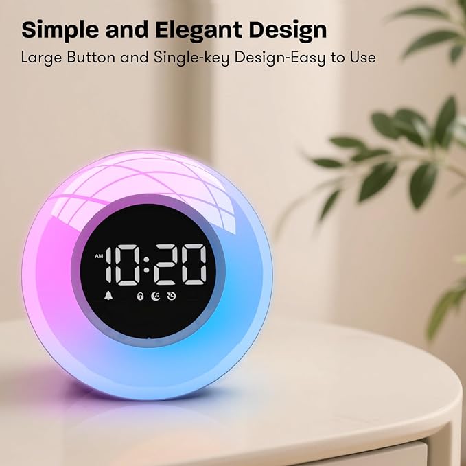 White Noise Sound Machine with 30 Soothing Sounds & 12 Colors Light, Sunrise Alarm Clock Wake Up Light, Adjustable Volume & Night Light, Timer, Ideal for Adults, Kids, Heavy Sleepers