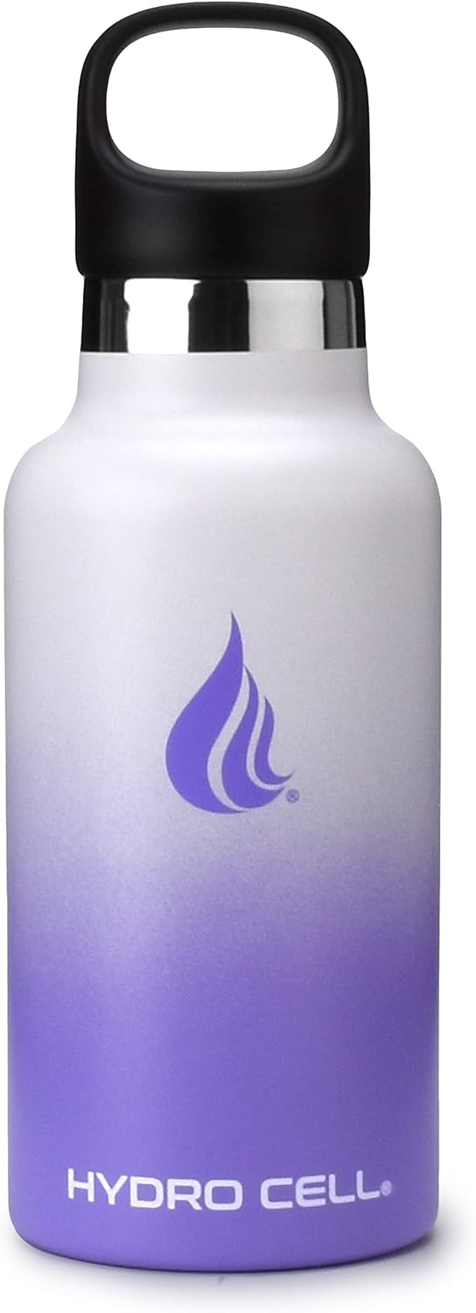 HYDRO CELL Stainless Steel Water Bottle with Straw & 2 Standard Mouth Lids (32oz 24oz 20oz 16oz) Keeps Liquids Hot or Cold w/Double Wall Vacuum Insulated Leak Proof Sport Design (Lavender/White 16oz)
