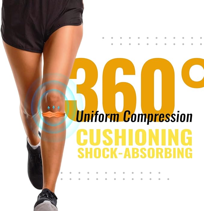 Fitgeno Knee Strap Patella Support: Knee Band for Patellar Tendon Pain Relief - Knee Brace for Tendonitis Jumpers Running Sports Basketball Men Women 2 Packs (Orange)