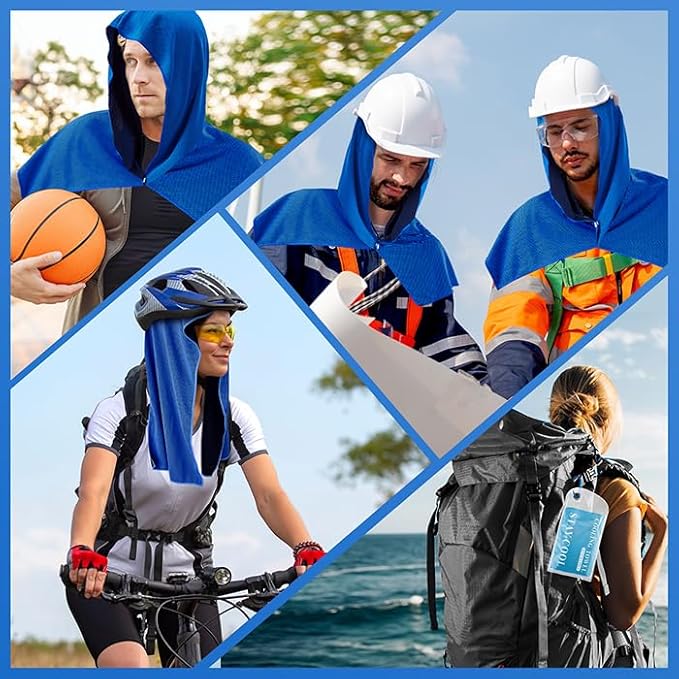 Cooling Hoodie Towels, Instant Cooling Towels for Neck and Face, UPF 50 Sun Protection, Ice Towel for Hot Weather, Head Towel for Sports, Camping, Cycling & More Activities