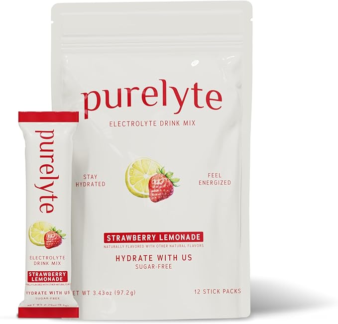 Electrolyte Drink Mix – Sugar-Free Hydration Powder Packets – Clean Electrolytes with Trace Minerals – Keto, Vegan, Gluten-Free – No Artificial Sweeteners – 12 Sticks – Strawberry Lemonade