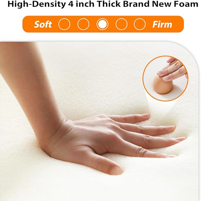 Sundale Outdoor Olefin Bench Cushion， Water-Resistant Patio Couch Cushion, Loveseat Sofa Pad with Straps Light Gray, 48 x 18 x 4 Inches