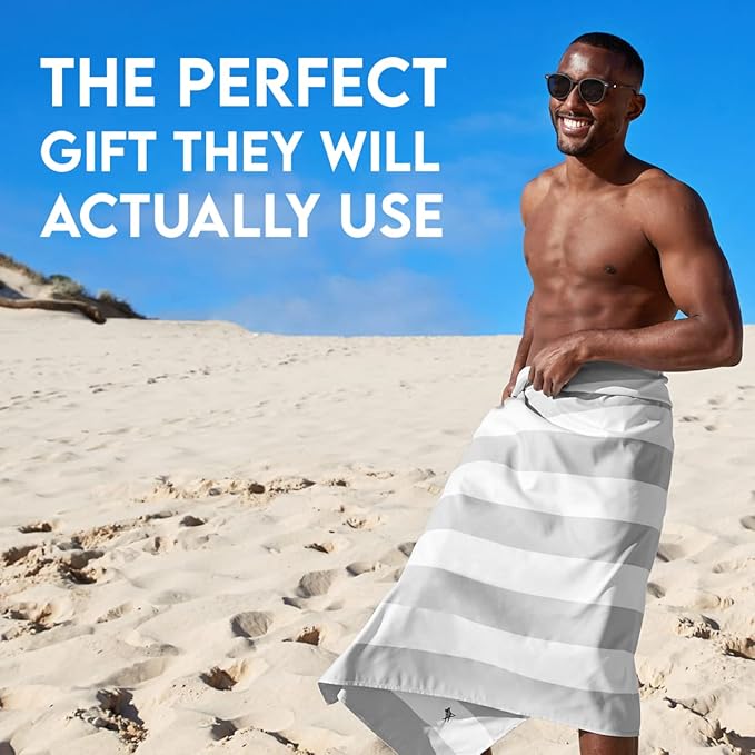 Dock & Bay Customized Beach Towel - Quick Dry, Sand Free - Compact, Lightweight - 100% Recycled - Includes Bag - Cabana Light - Goa Grey- Large