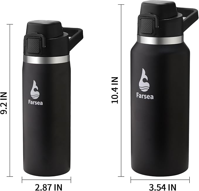 Farsea Insulated Water Bottle, Leak Proof Locking Lid with Soft Silicone Spout, Stainless Steel,Leak Proof, Double Walled Vacuum Insulated, BPA-Free, 24 Hr Cold, Wide Mouth, Sports & Travel Bottle