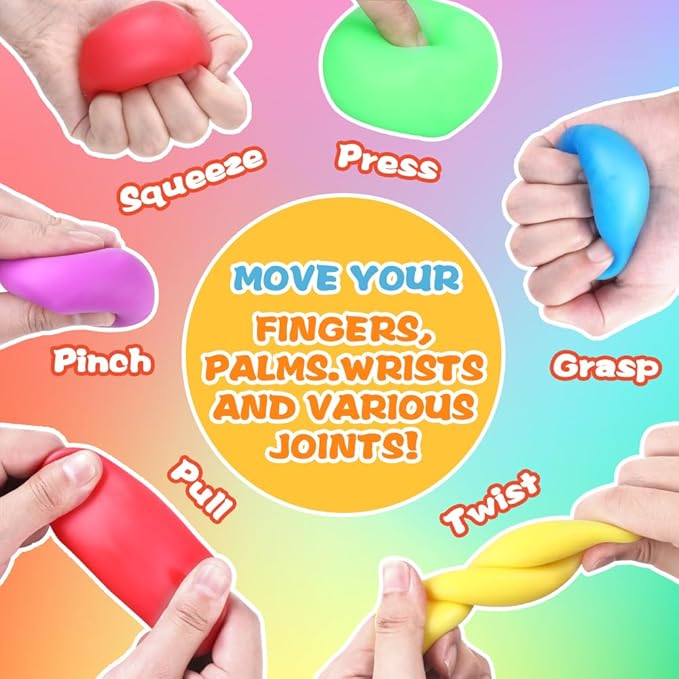 DIYDEC 24 Pcs Stress Cube Toys 8 Colors Slow Rising Stress Balls for Kids Classroom Prizes Goodie Bags Squeeze Stretch Fidget Balls for Party Favors Adults Stress Relief
