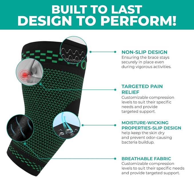 Modvel 2 Pack Elbow Brace - Golfer's Elbow Compression Sleeve Support for Joint Pain Relief, Recovery, Tendonitis Braces, Tennis Elbows Brace For Men & Women, Workout & Weightlifting Arm Wrap