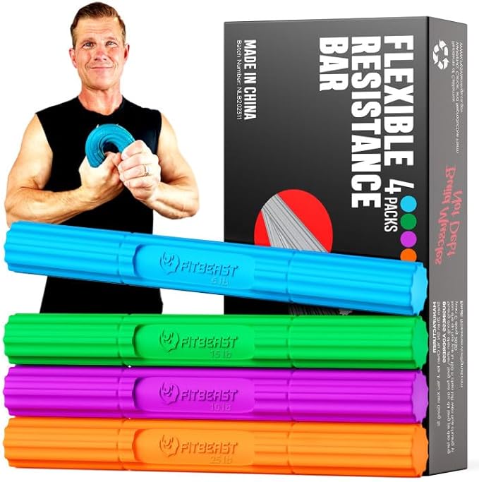 FitBeast Flex Therapy Bar, Tennis Elbow Therapy Bar - Ideal for Relieve Tendonitis Pain & Improve Grip Strength, Fitness Resistance Bar for Golfers Elbow & Tendinitis, Twist Bar for Physical Therapy
