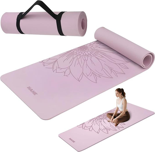 HAHE Yoga Mat Thick (8MM,1/3"), Eco-Friendly POE Non Slip Yoga Mat, High Rebound & Shock Absorption, Anti-Tear & Sweat-Resistant for Yoga, Fitness, Home, Workouts, Large Pilates Mats 72"x24" with Carrying Strap