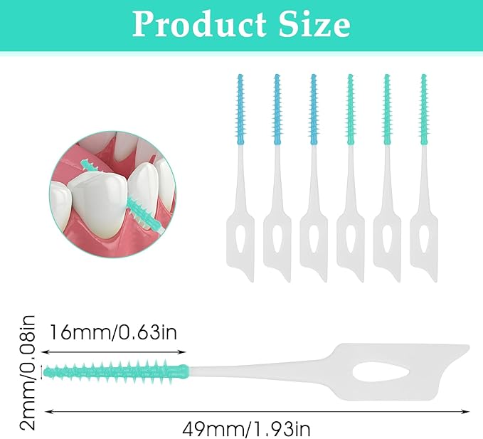 1440 Pieces Dual Purpose Toothpick, Dual-Use Interdental Brushes Soft Silicone Interdental Brushes Disposable Dental Picks Premium Dental Floss Picks 360° Bendable Braces Brush, with Carry Case