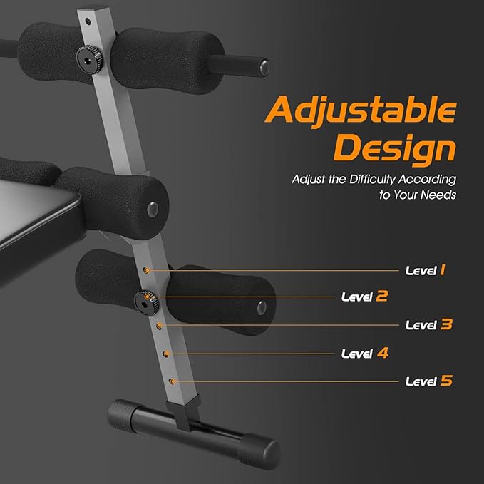 GYMAX Sit Up Bench, 440lbs Adjustable Incline Sit up Bench for Abs, Utility Workout Training Slant Bench for Home Gym, Multifunctional Exercise Fitness Equipment for Strength Training, Crunch Board Ab Bench