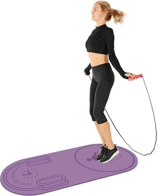 Non-Slip Jump Rope Mat Shock Absorption Rope Skipping Mat for Adults & Children Home Indoor Workout Exercise Mat