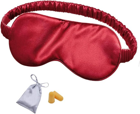 Silk Sleep Mask Eye Mask Blindfold with Double Layer Silk Filling and Elastic Strap for Full Night's Sleep, Travel and Nap, Soft Eye Cover Eyeshade with Luxury Bag and Ear Plugs by OLESILK (Burgundy)