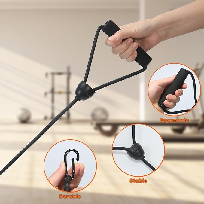 ONIPAX 1 Pair Stepper Resistance Bands with Handles & Connecting Strap – Workout & Exercise Bands for Strength Training, Muscle Toning, Home Gym Fitness Equipment