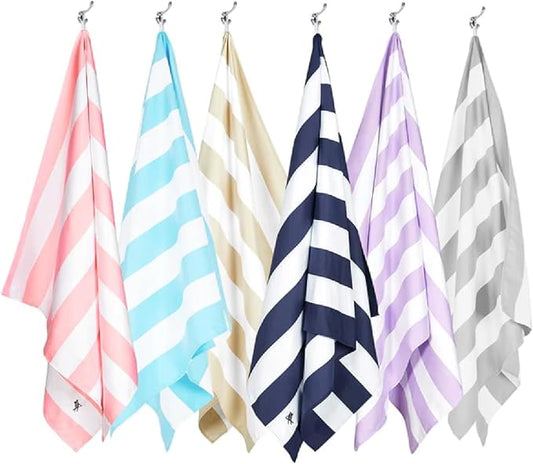 Dock & Bay Beach Towel - Quick Dry, Sand Free - Compact, Lightweight - 100% Recycled - Includes Bag - Cabana - Set of 6 - Large (160x90cm, 63x35)