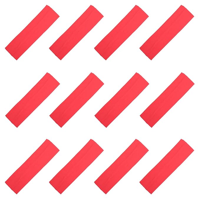 Kenz Laurenz Soft and Stretchy Elastic Cotton Headbands, Pack of 12, Neon Pink