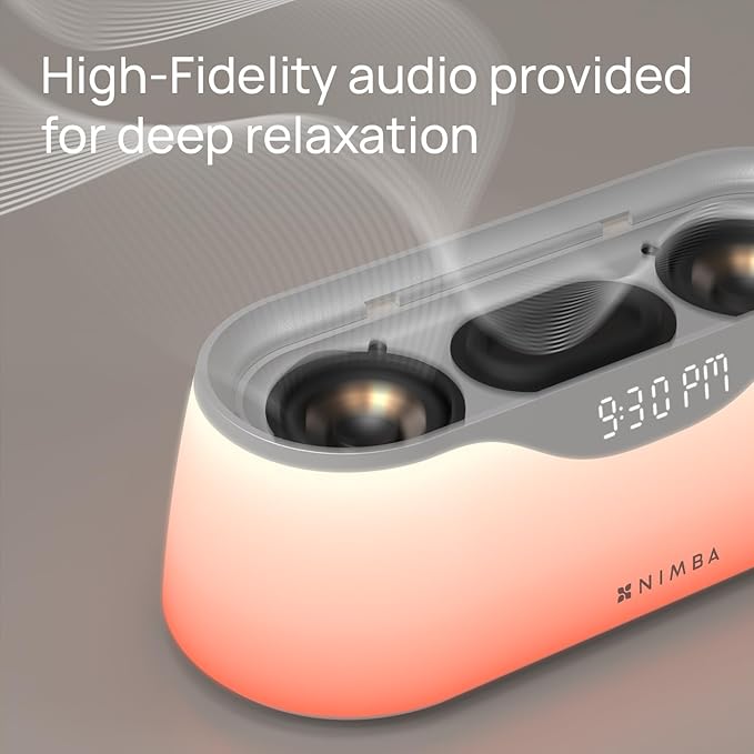 Nimba OFLO Sunrise Alarm Clock with 35 Expertly Tuned Soundscapes & 6 Natural Light Modes - Light Therapy Wake-Up Clock for Heavy Sleepers, App Control Bedside Sound Machine with Soothing White Noise