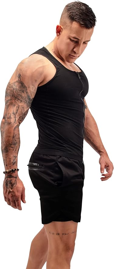 FUXERT Men's Sauna Vest Workout Sweat Tank Top Waist Trainer for Men Compression Sweat Enhancing Vest