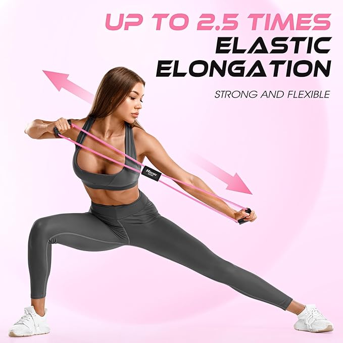 Figure 8 Resistance Band, Exercise Bands for Back, 8 Shaped Resistance Bands for Arms, Shoulder, Leg Stretching, Physical Therapy, Yoga, Pilates, Home Gym Workout Equipment for Women Men