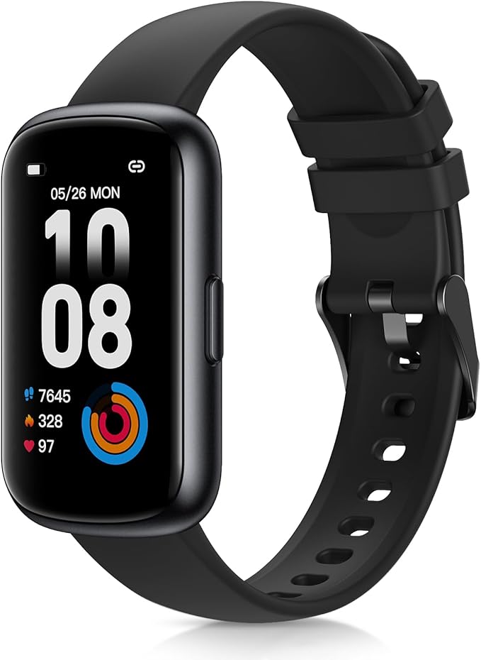 Fitness Tracker with 24/7 Heart Rate, Blood Oxygen, Sleep Monitor, 3ATM Waterproof Fitness Watch/Smart Watch/Activity Tracker, Pedometer/Step Counter, Calorie Tracker for Women Men, Black